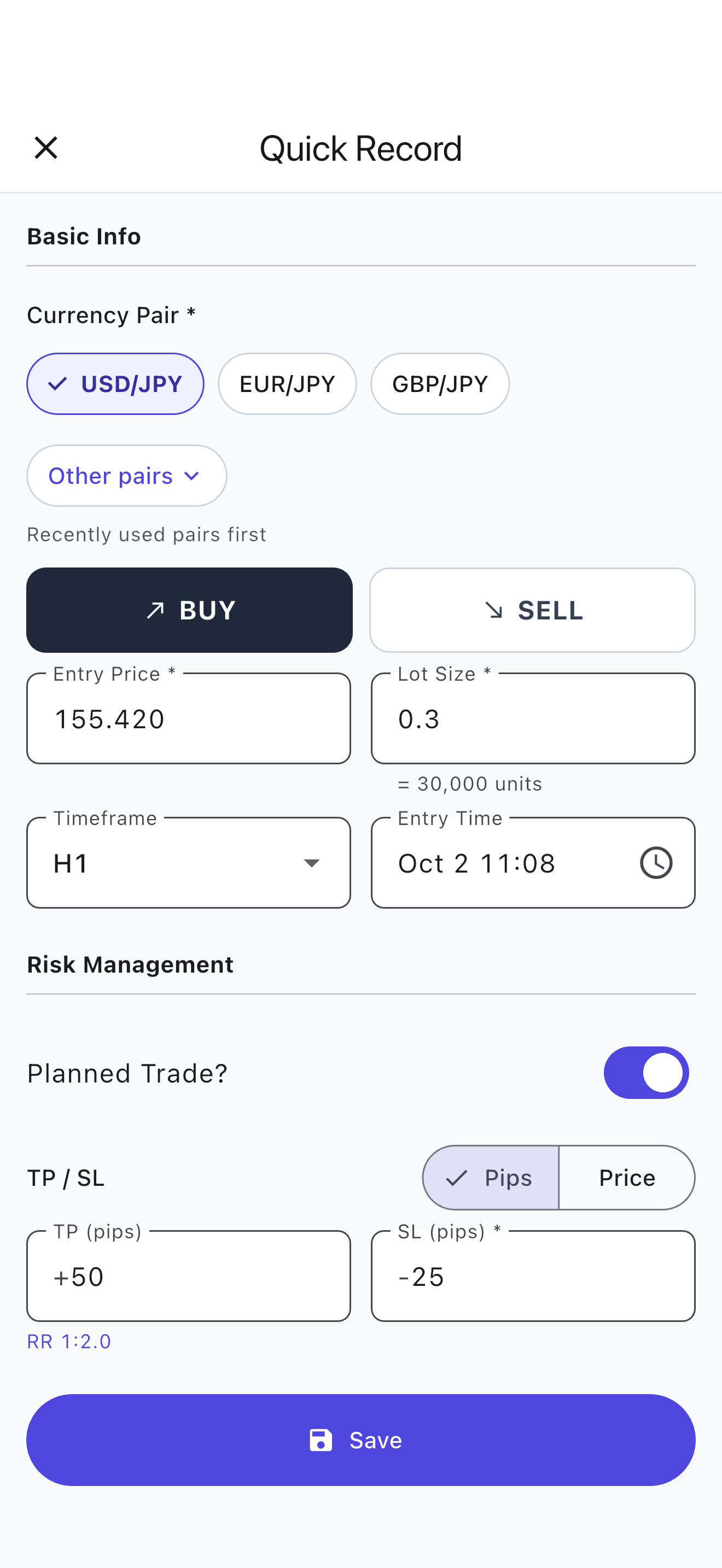 Record Your Trades