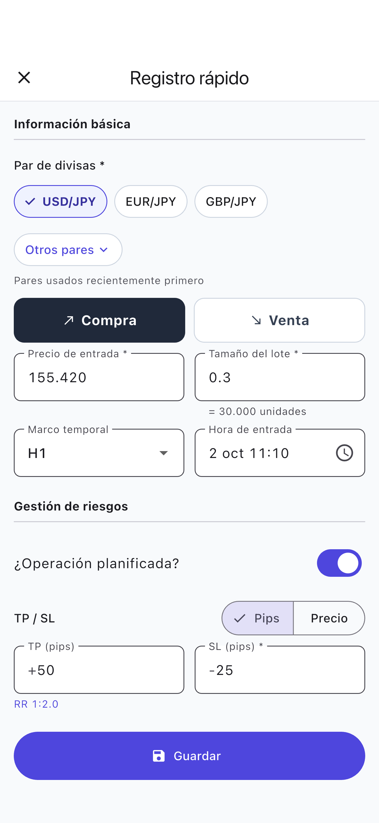 Registra tus operaciones