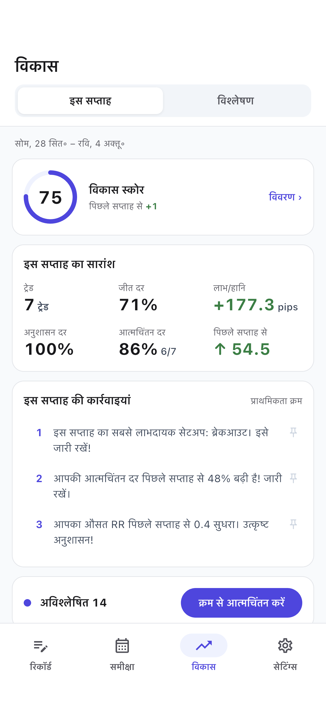 विकास ट्रैक करें