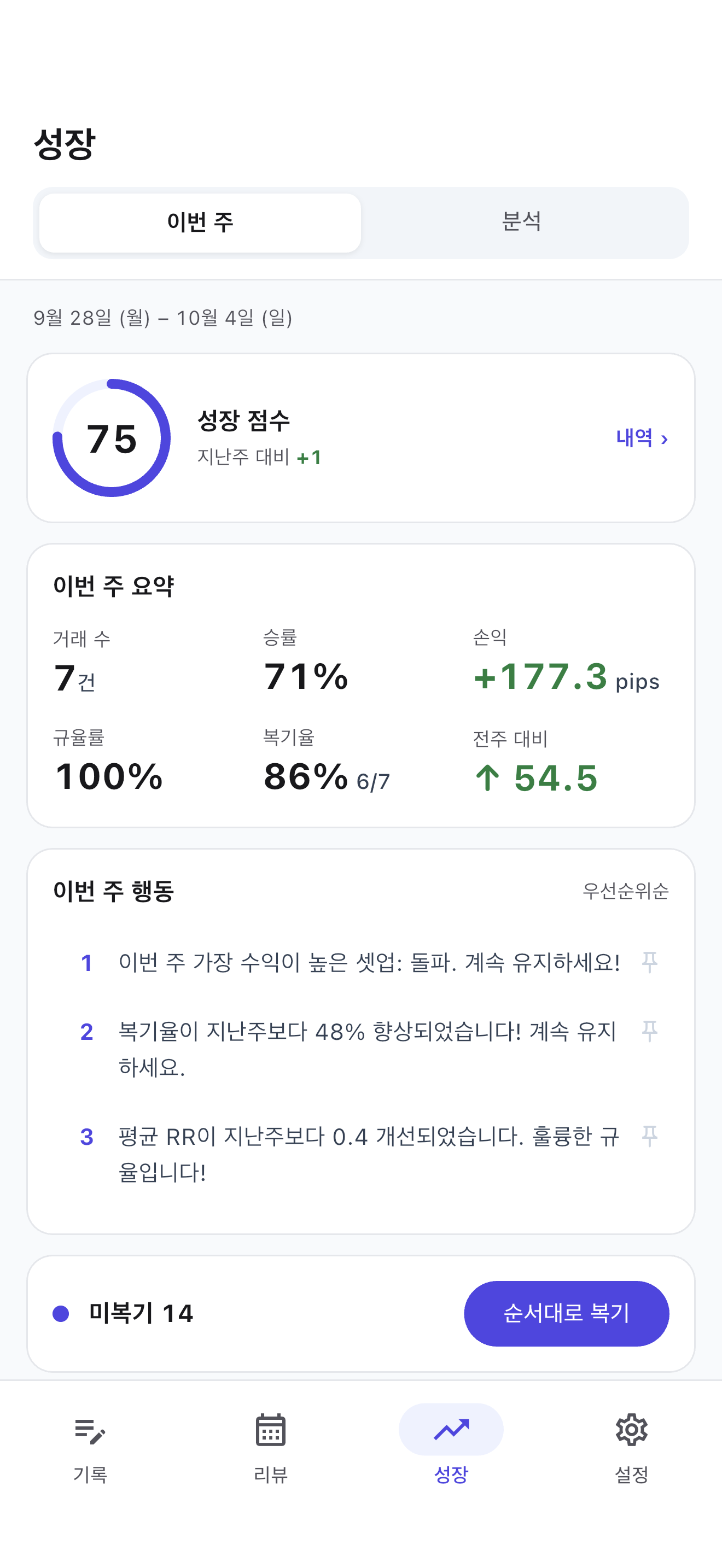 성장 추적하기